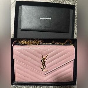 YSL purse blush pink gold strap gorgeous